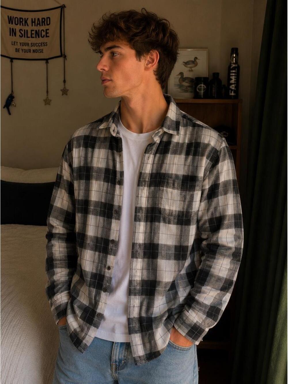 J.Crew Men's Grey and Multi Shirt